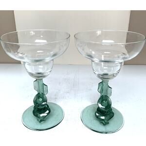 Lot of 2 Luminarc Margarita Glass 7" Mexican Siesta Man Sombrero Saguaro Cactus
